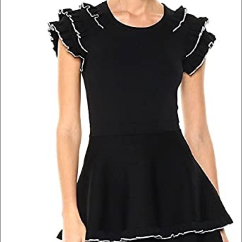 PARKER Knitted Black Silver Frill Dress NWOT